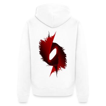 Forme d’une œuvre d’art abstraite Rouge noir rouge noir - Veste à capuche bio Premium Unisexe - blanc - Dos - Thijin (182cm)