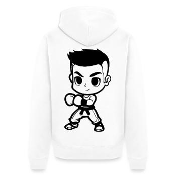 Kickboxing Boy Comic Look - Unisex Premium Organic Zip Hoodie - white - Back - Thijin (182cm)