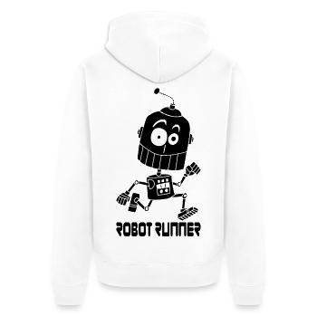 Schwarzer Laufroboter - Unisex Premium Bio Zip Hoodie - Weiß - Hinten - Thijin (182cm)