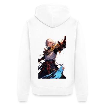 Samouraï des Éléments Maître du Feu et de la Glace - Unisex Premium Organic Zip Hoodie - white - Back - Thijin (182cm)