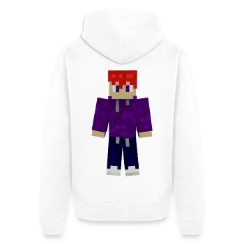 Lila Pixel Hoodie Skin - Unisex Premium Bio Zip Hoodie - Weiß - Hinten - Thijin (182cm)
