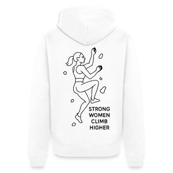Strong Women Climb Higher – Female Climber Line Art - Unisex Premium Organic Zip Hoodie - white - Back - Thijin (182cm)
