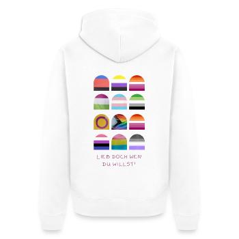 Lieb Doch Wen Du Willst Pride Muster - Unisex Premium Bio Zip Hoodie - Weiß - Hinten - Thijin (182cm)