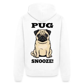 Pug Dog Mops Snooze Hundebegleiter - Unisex Premium Bio Zip Hoodie - Weiß - Hinten - Thijin (182cm)
