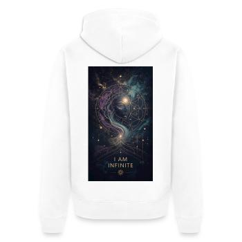 Ich Bin Unendlich: Kosmisches Mandala - Unisex Premium Bio Zip Hoodie - Weiß - Hinten - Thijin (182cm)