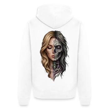 La vie et la mort en portrait - Veste à capuche bio Premium Unisexe - blanc - Dos - Thijin (182cm)