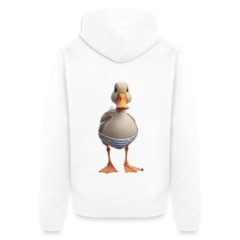 Canard nageur rayé - Veste à capuche bio Premium Unisexe - blanc - Dos - Thijin (182cm)