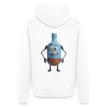 Blue Bottle Buddy in Unterwäsche - Unisex Premium Bio Zip Hoodie - Weiß - Hinten - Thijin (182cm)