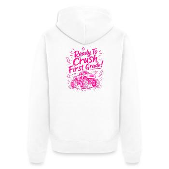 Bereit, die erste Klasse zu zerschlagen – Monster Truck - Unisex Premium Bio Zip Hoodie - Weiß - Hinten - Thijin (182cm)