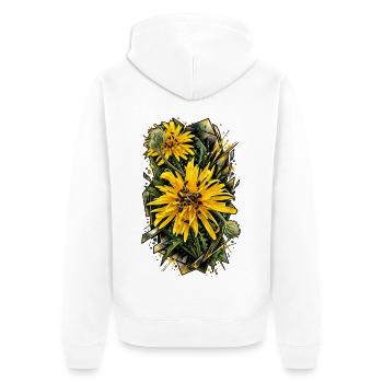 Sonnenblumen Prisma Blütenkunst - Unisex Premium Bio Zip Hoodie - Weiß - Hinten - Thijin (182cm)
