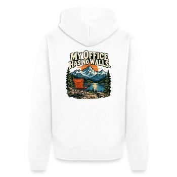 My Office Has No Walls – Outdoor-Motiv - Unisex Premium Bio Zip Hoodie - Weiß - Hinten - Thijin (182cm)