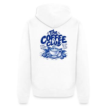 The Coffee Club – Fueled by Caffeine | Retro Kaffe - Unisex Premium Bio Zip Hoodie - Weiß - Hinten - Thijin (182cm)
