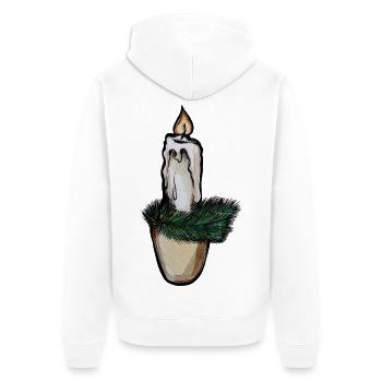 Schmelzende Kerze auf Kiefernzweigen - Unisex Premium Bio Zip Hoodie - Weiß - Hinten - Thijin (182cm)