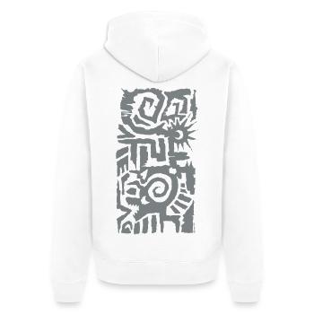 Abstrakte Sonnen-Spiral-Geometrie - Unisex Premium Bio Zip Hoodie - Weiß - Hinten - Thijin (182cm)