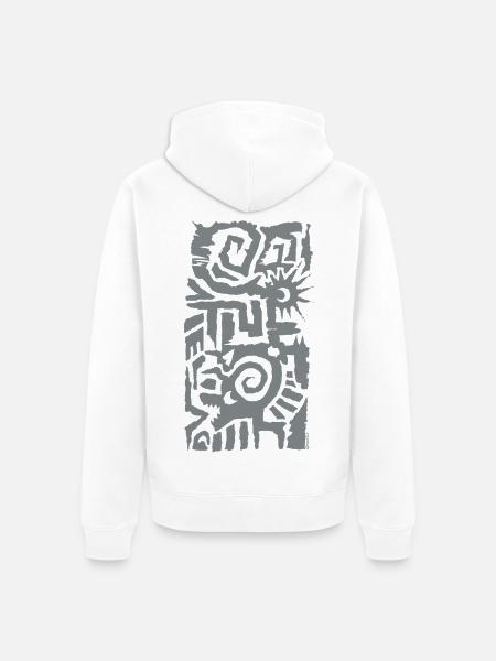 Abstrakte Sonnen-Spiral-Geometrie - Unisex Premium Bio Zip Hoodie - Weiß