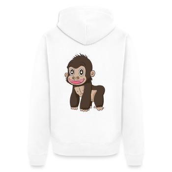 Süsser Affe - Unisex Premium Bio Zip Hoodie - Weiß - Hinten - Thijin (182cm)