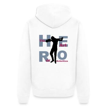 hero guitar - Unisex Premium Bio Zip Hoodie - Weiß - Hinten - Thijin (182cm)