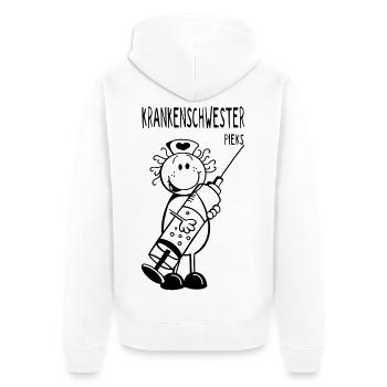 Krankenschwester mit Spritze - Geschenk - Unisex Premium Bio Zip Hoodie - Weiß - Hinten - Thijin (182cm)