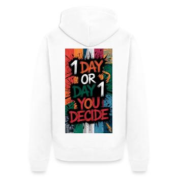 Décision de couleur et rébellion - Veste à capuche bio Premium Unisexe - blanc - Dos - Thijin (182cm)
