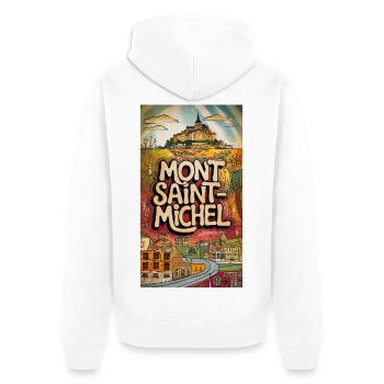 Mont Saint-Michel Psychedelische Skyline Frankreich Stadt - Unisex Premium Bio Zip Hoodie - Weiß - Hinten - Thijin (182cm)