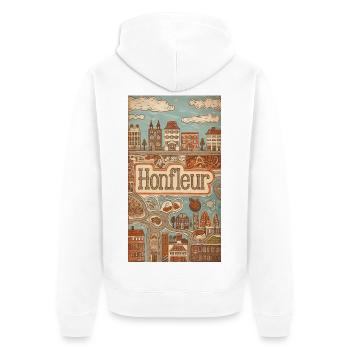 Honfleur Vintage Hafen Skizze Frankreich - Unisex Premium Bio Zip Hoodie - Weiß - Hinten - Thijin (182cm)