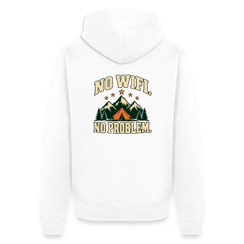 No WiFi. No Problem. – Retro-Campingmotiv - Unisex Premium Bio Zip Hoodie - Weiß - Hinten - Thijin (182cm)