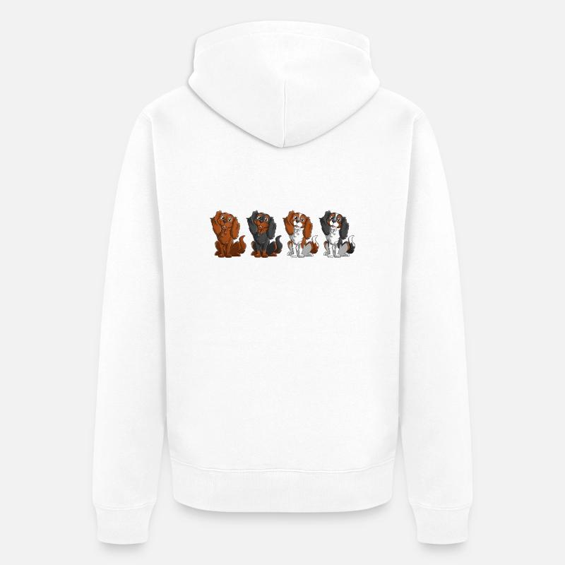 Cavalier King Charles - Ligne - Veste à capuche bio Premium Unisexe - blanc