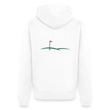 Golfloch 3c - Unisex Premium Bio Zip Hoodie - Weiß - Hinten - Thijin (182cm)