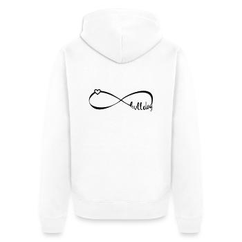 Bulldog Französische Bulldogge Bully Unendlichkeit - Unisex Premium Bio Zip Hoodie - Weiß - Hinten - Thijin (182cm)