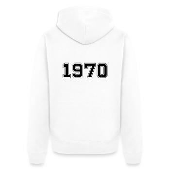 1970 - Unisex Premium Bio Zip Hoodie - Weiß - Hinten - Thijin (182cm)