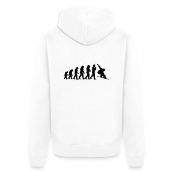 snowboard evolution - Unisex Premium Bio Zip Hoodie - Weiß - Hinten - Thijin (182cm)