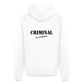 Criminal in action - Unisex Premium Organic Zip Hoodie - white - Back - Thijin (182cm)