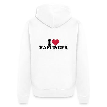I love Haflinger - Unisex Premium Organic Zip Hoodie - white - Back - Thijin (182cm)