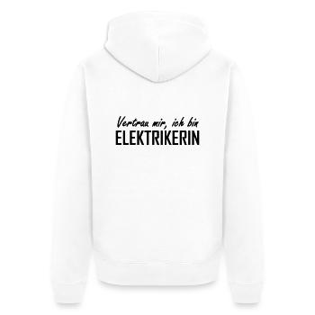vertrau mir, ich bin elektrikerin - Unisex Premium Bio Zip Hoodie - Weiß - Hinten - Thijin (182cm)