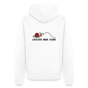 Schnecke langsam - V3 - Unisex Premium Bio Zip Hoodie - Weiß - Hinten - Thijin (182cm)