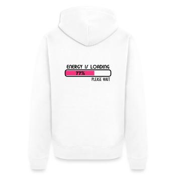 Energy loading - V2 - Unisex Premium Bio Zip Hoodie - Weiß - Hinten - Thijin (182cm)