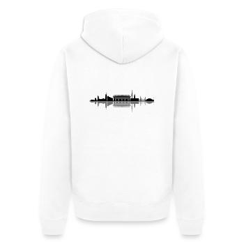 Skyline - Hamburg Stadion - Unisex Premium Bio Zip Hoodie - Weiß - Hinten - Thijin (182cm)