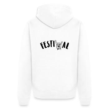 festival - Unisex Premium Bio Zip Hoodie - Weiß - Hinten - Thijin (182cm)