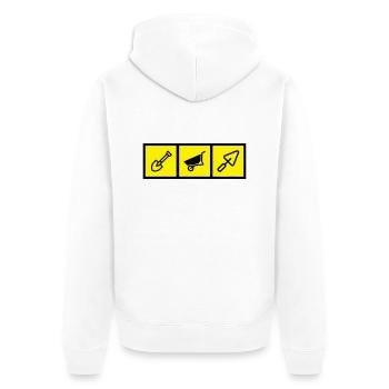 Maurer / Mauerwerk / Bau / Hersteller - Unisex Premium Bio Zip Hoodie - Weiß - Hinten - Thijin (182cm)
