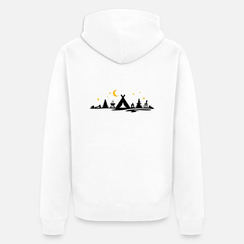 Freizeit - Camping Zelten Mond - Unisex Premium Bio Zip Hoodie - Weiß