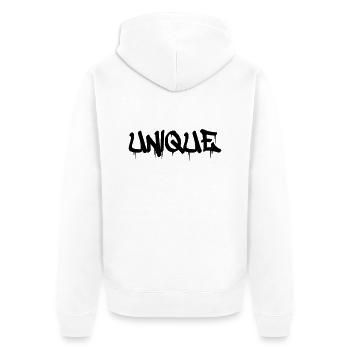 Unique - Unisex Premium Organic Zip Hoodie - white - Back - Thijin (182cm)