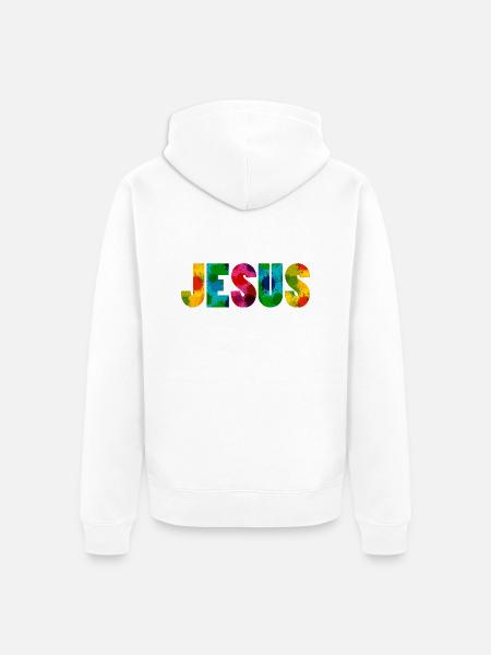 Jesus - Colourful - Unisex Premium Bio Zip Hoodie - Weiß