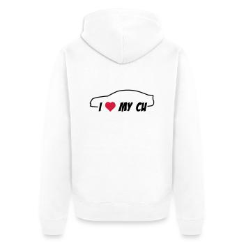 I love my Accord CU - Unisex Premium Bio Zip Hoodie - Weiß - Hinten - Thijin (182cm)