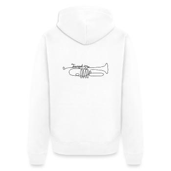 one line trumpet - Unisex Premium Bio Zip Hoodie - Weiß - Hinten - Thijin (182cm)