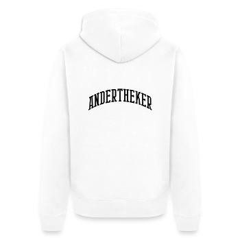 andertheker college - Unisex Premium Bio Zip Hoodie - Weiß - Hinten - Thijin (182cm)