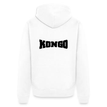 Kongo Schriftzug - Unisex Premium Bio Zip Hoodie - Weiß - Hinten - Thijin (182cm)