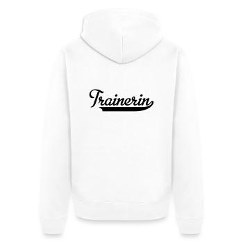 Trainerin - Unisex Premium Bio Zip Hoodie - Weiß - Hinten - Thijin (182cm)