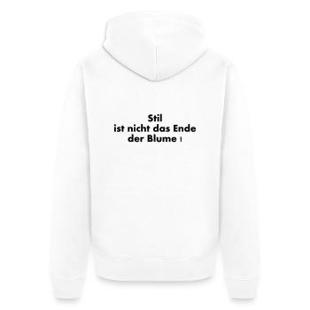Stil ist nicht das Ende der Blume - Unisex Premium Bio Zip Hoodie - Weiß - Hinten - Thijin (182cm)