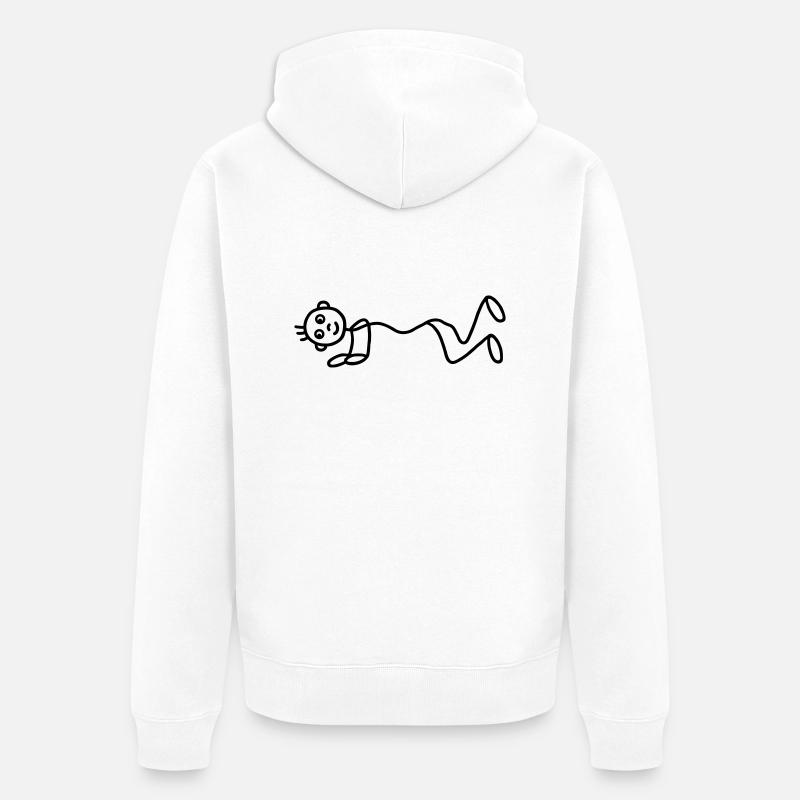 Männchen - Liegestütze - Unisex Premium Bio Zip Hoodie - Weiß
