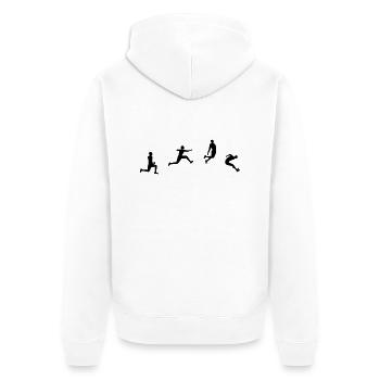 Weitsprung long jump Silhouette-Zeichnung - Unisex Premium Bio Zip Hoodie - Weiß - Hinten - Thijin (182cm)